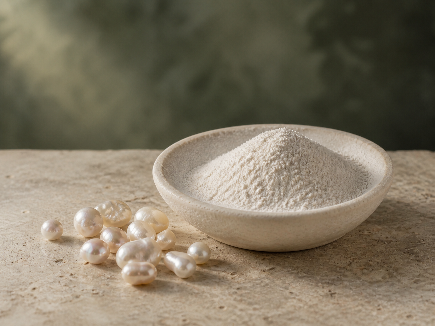 Fine natural pearl powder with irregular freshwater pearls